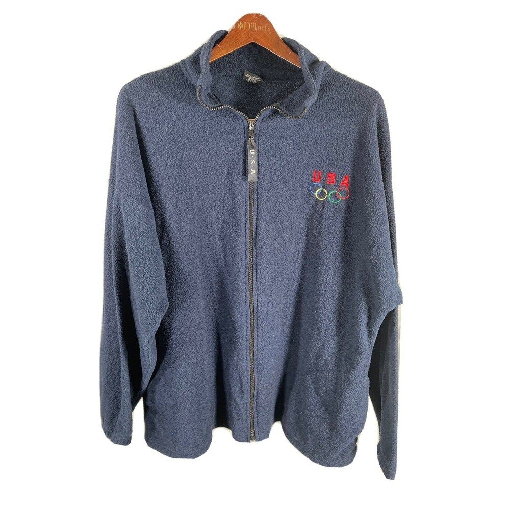 Vintage USA Olympics Team Fleece Jacket Mens XL